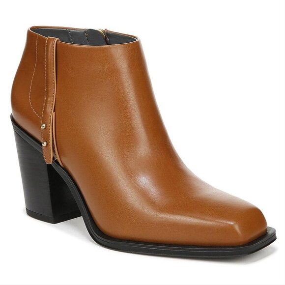 Franco Sarto Vivica Ankle Booties Size 7 Tan Square Toe Block Heel NEW $169 - Picture 1 of 14